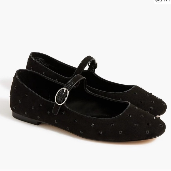 J. Crew Black Mary Jane Flats with Stud Accents - Picture 1 of 6